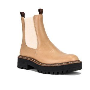 Sam Edelman Women's Laguna Chelsea Boot Sesame Leather Tan Lug Sole Sz 7.5 NEW
